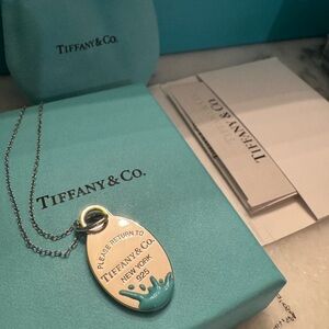 Tiffany & Co. Silver and Blue enamel SPLASH pendant RTT necklace